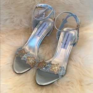 Jessica Buurman Star Embellished Silver Heels